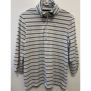 Chico’s Zenergy Golf Striped Half Zip Pullover Size 2 Large